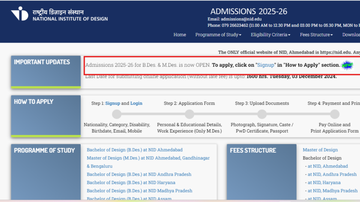 NID DAT 2025 registration process begins: Check direct link here