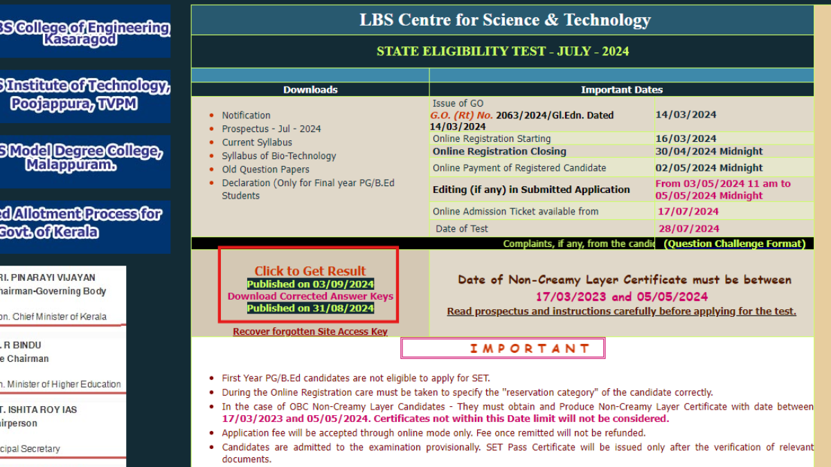 Kerala SET Result 2024 declared for June session: More than 800 candidates qualify, direct link to check here