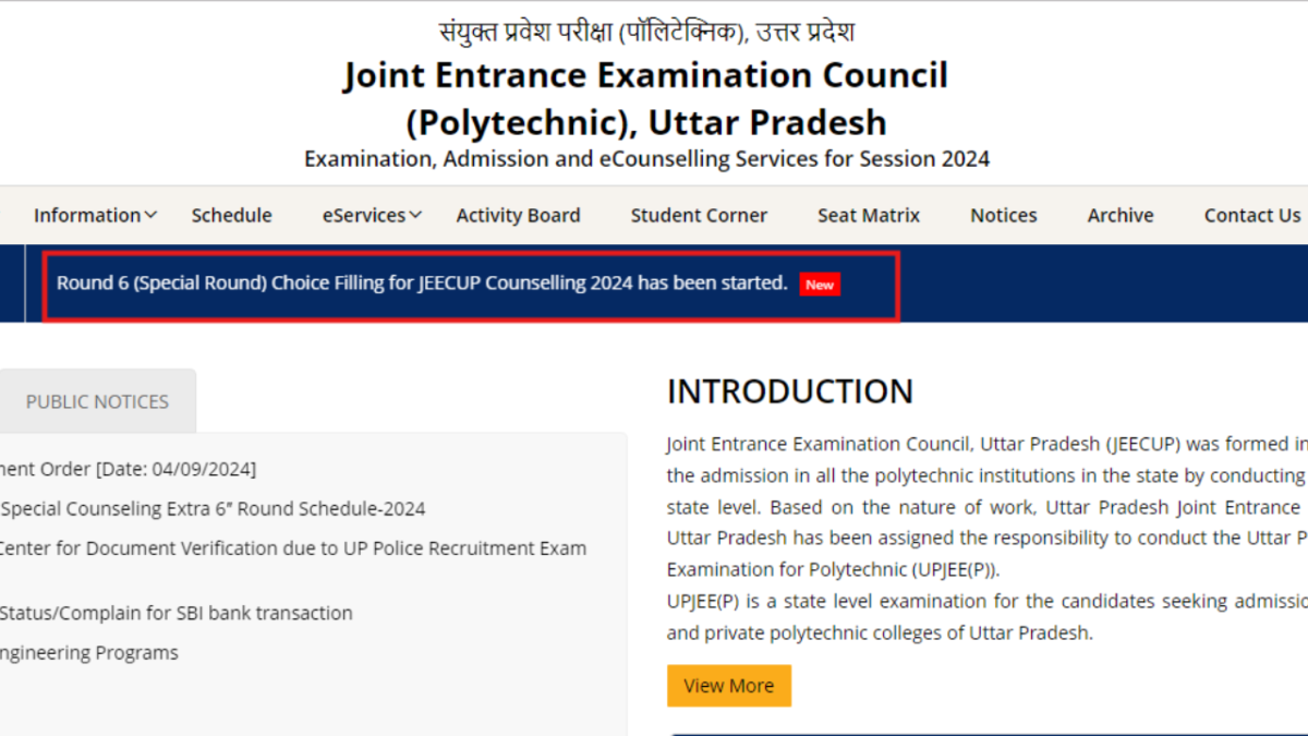 JEECUP Counselling 2024 round 6 choice filling process begins: Check details here