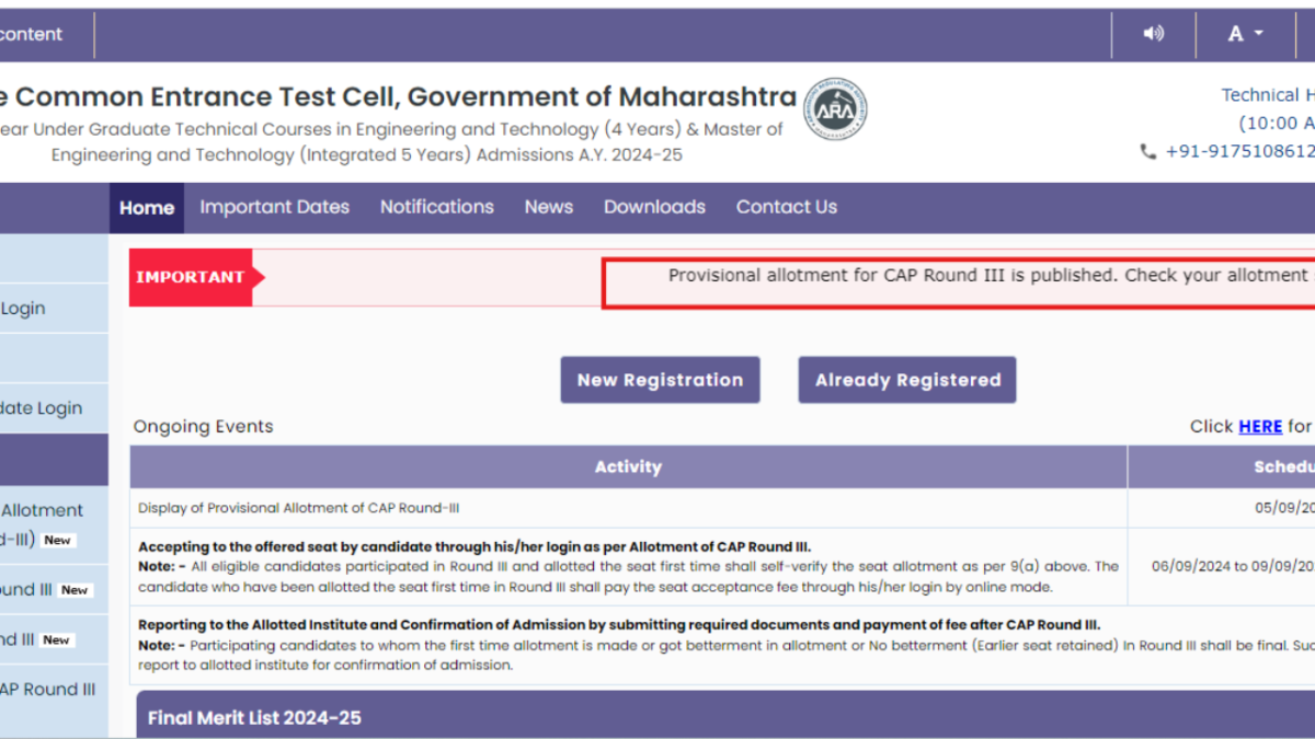 MAH MBA CET 2024 Counselling round 3 provisional seat allotment released: Steps to check