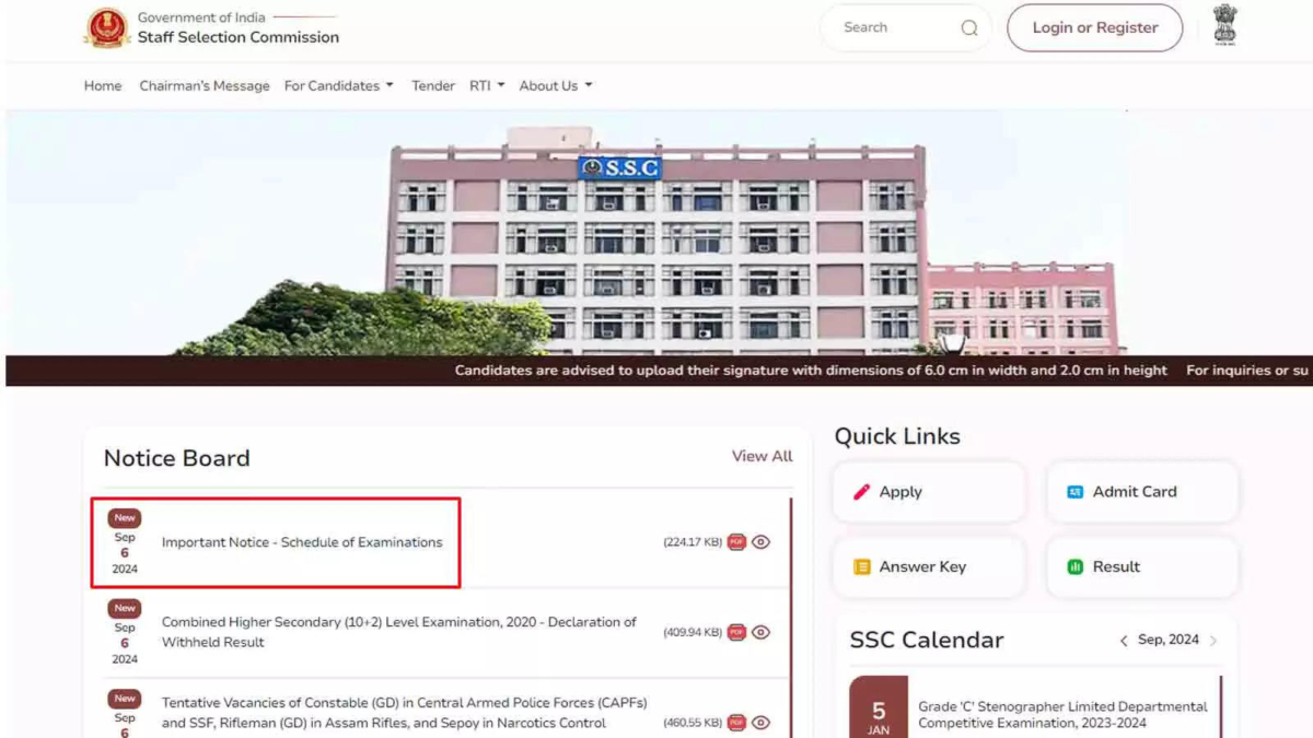 SSC JHT and Stenographer Exam 2024 Schedule Announced at ssc.gov.in: Check Here