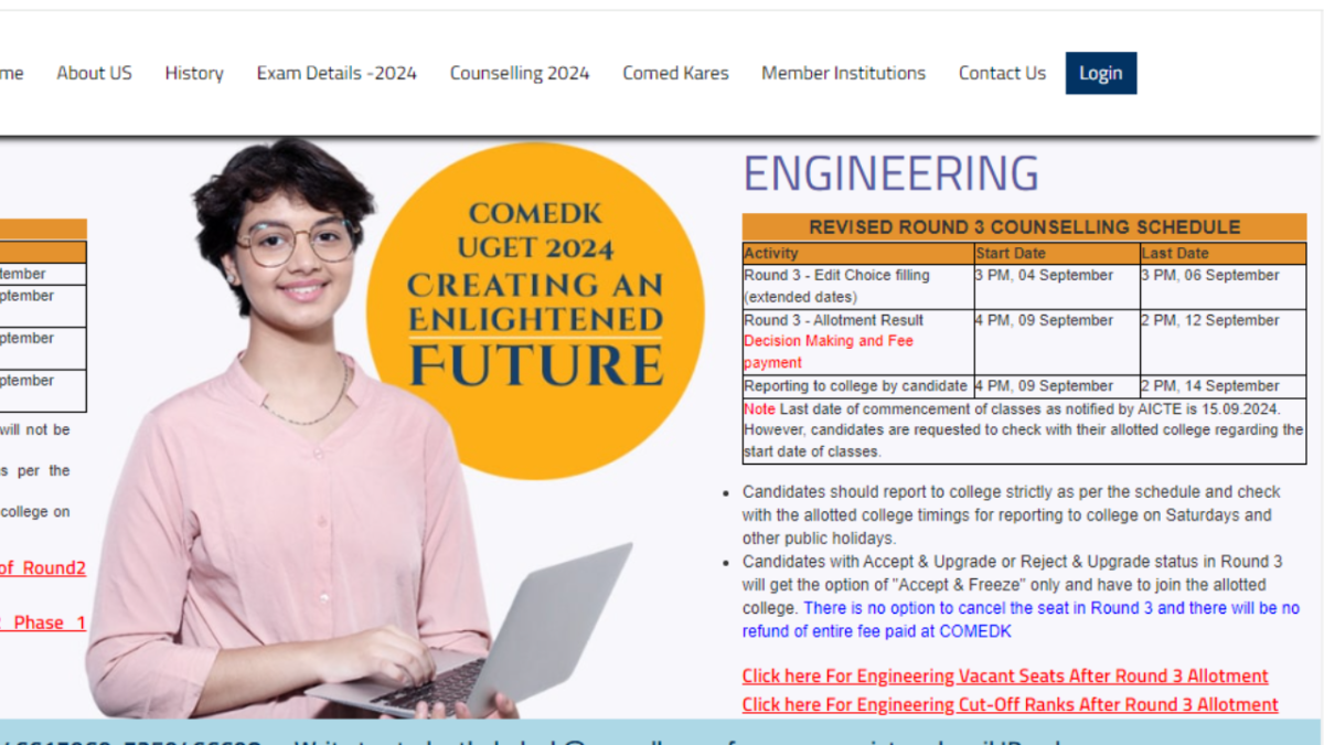 COMEDK Counselling 2024 round 3 seat allotment result released: Steps to check