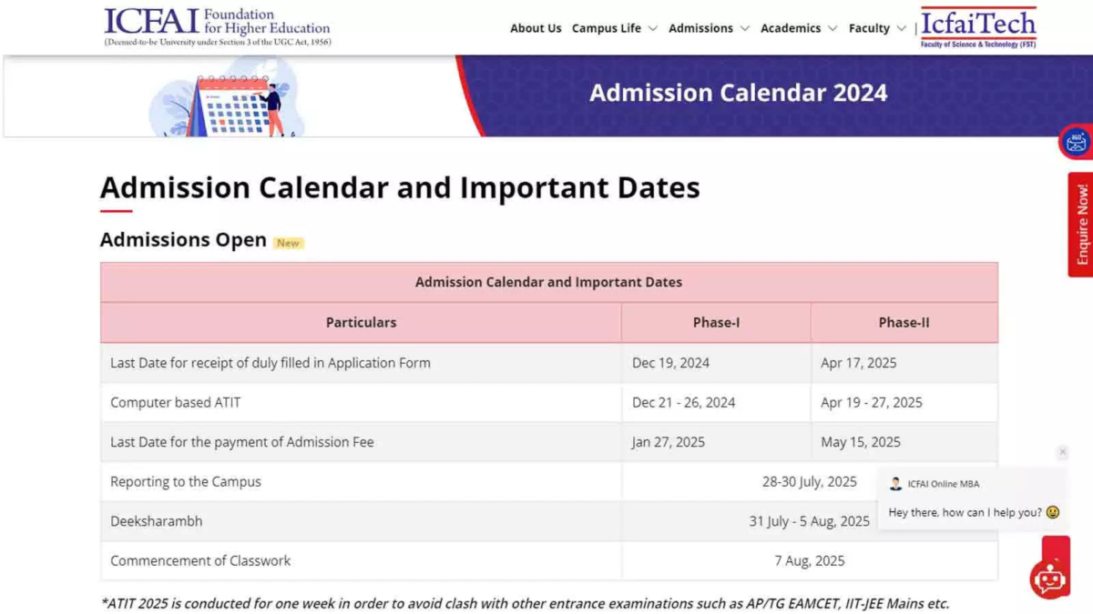 ICFAI ATIT 2025 Exam from December 21: Application, Eligibility, Fee, and More