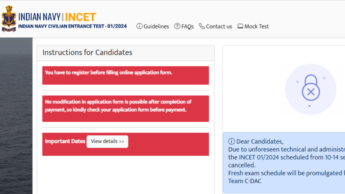 Indian Navy cancels INCET 2024 exam: New dates for INCET 01/2024 to be announced soon, check details here