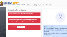Indian Navy cancels INCET 2024 exam: New dates for INCET 01/2024 to be announced soon, check details here