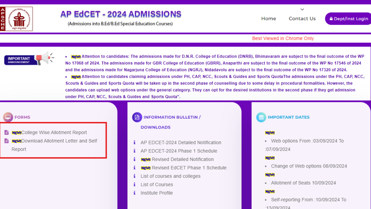 AP EdCET 2024 Counselling Phase 1 seat allotment result out at edcet-sche.aptonline.in: Direct link to check here