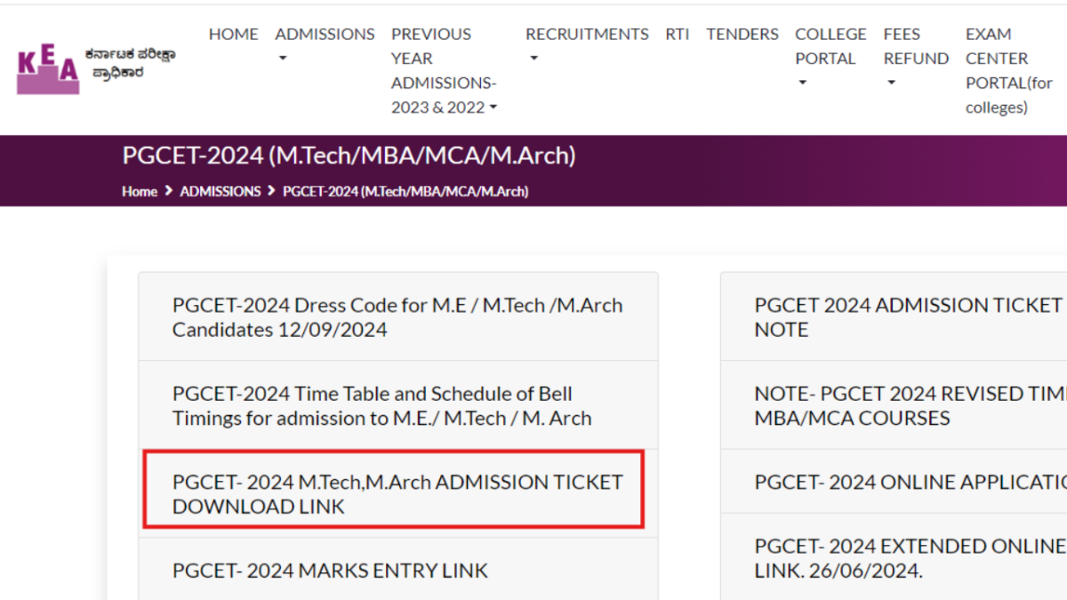 Karnataka PGCET 2024 admit card released: Steps to download