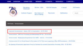 ICAI CA January Exam 2025 schedule released: Check important dates, application fee and other details here