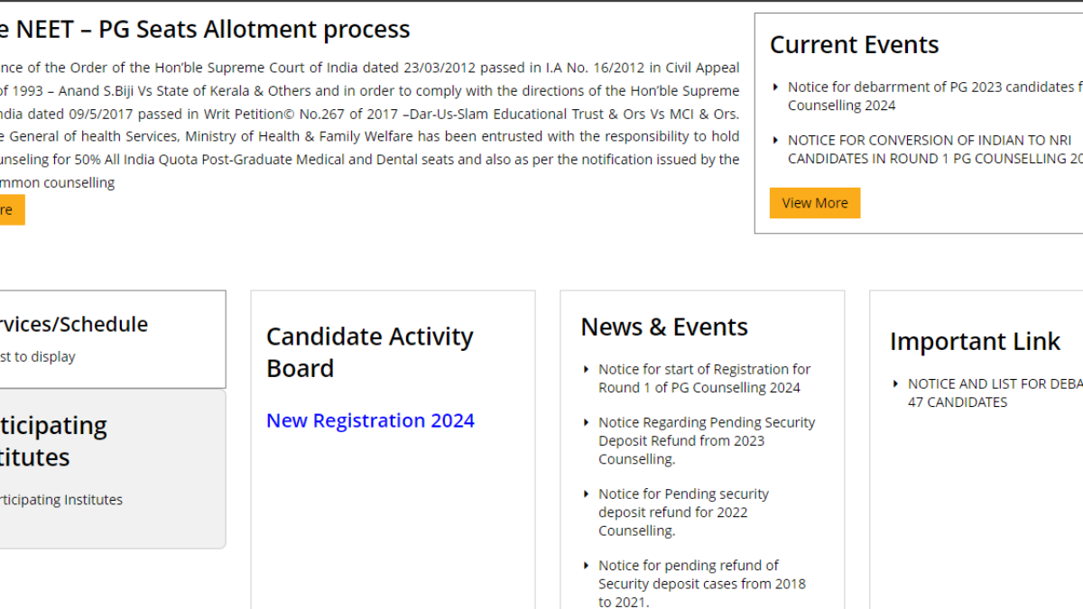 MCC NEET PG 2024: Round 1 counselling begins at mcc.nic.in, Direct link to register here