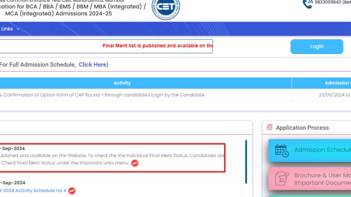 MAH CET 2024: Final merit list out for BBA, BCA, BBM, MBA, and MCA programmes, check direct link here