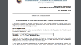 ICAI CA Final Exam for Nov 2024 postponed due to Diwali, new exam date announced: Check official notice here