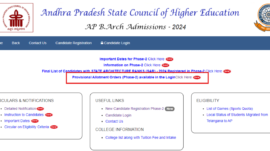 AP BArch phase 2 provisional seat allotment result 2024 declared: Check direct link here