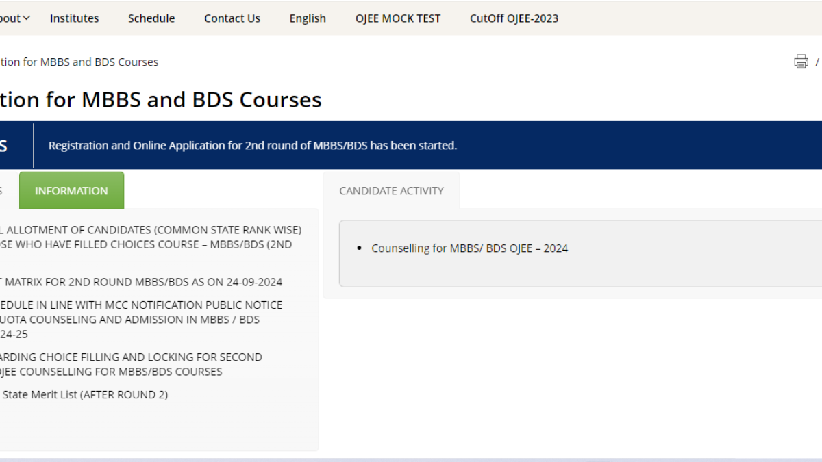 Odisha NEET UG 2024 counselling round 2 provisional lists out at ojee.nic.in: Direct link to check here