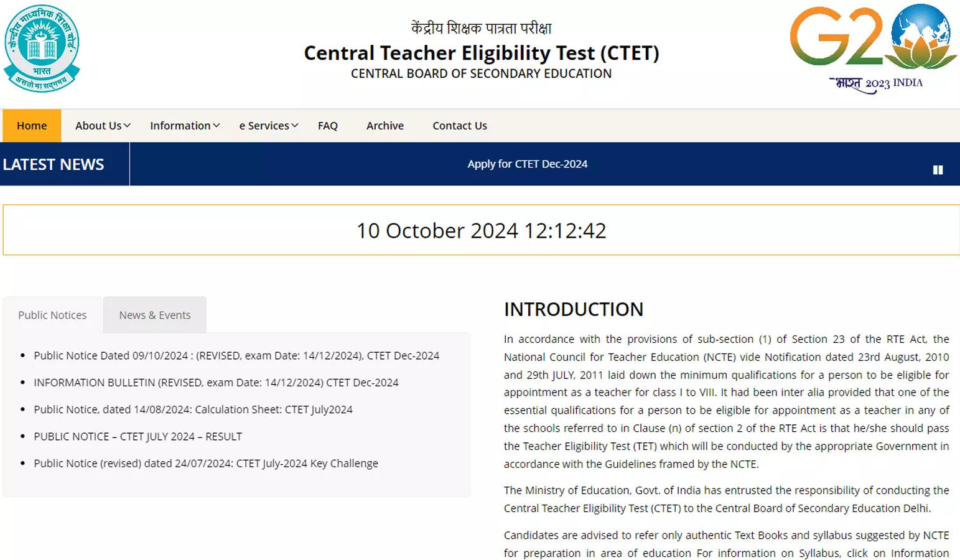 CBSE Reschedules CTET to 14th December 2024: Check Official Notice Here