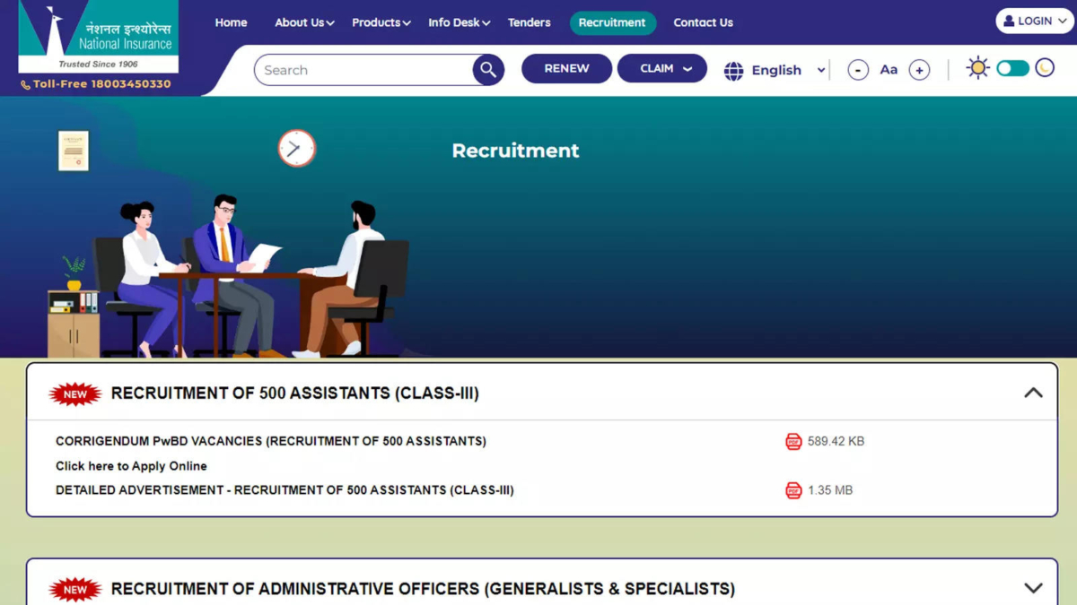 NICL Recruitment 2024: Notification for 500 assistant positions released at nationalinsurance.nic.co.in