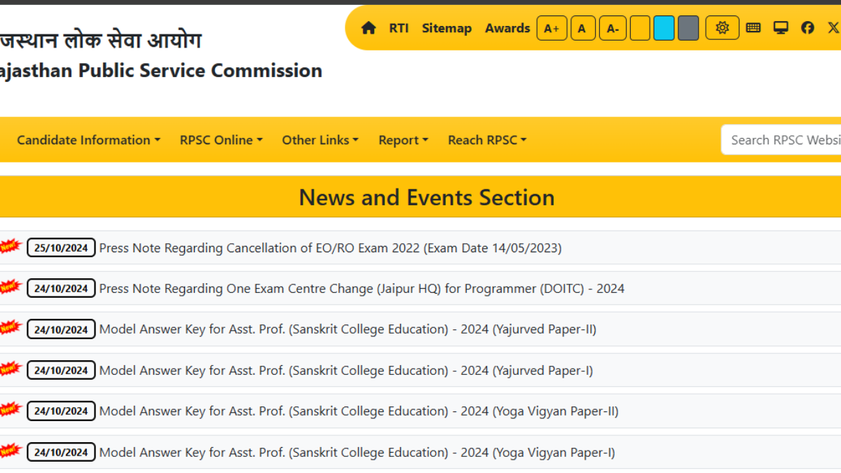 RPSC Assistant Professor Model Answer Key 2024 Released: Direct Link to Check Here