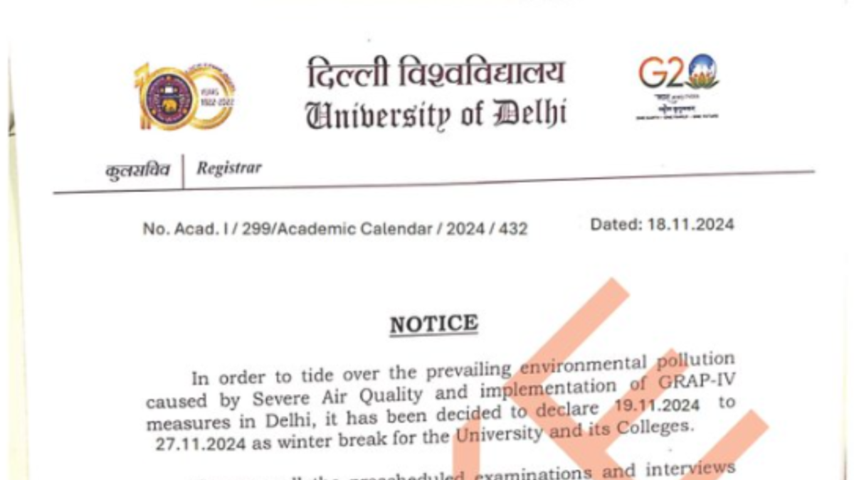 Delhi University warns students regarding ‘Fake Winter Holidays’ notice