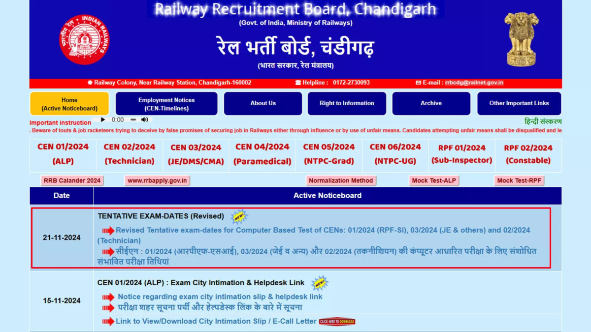 RRB Technician Exam Date 2024 Revised: Exam Scheduled From 19th December