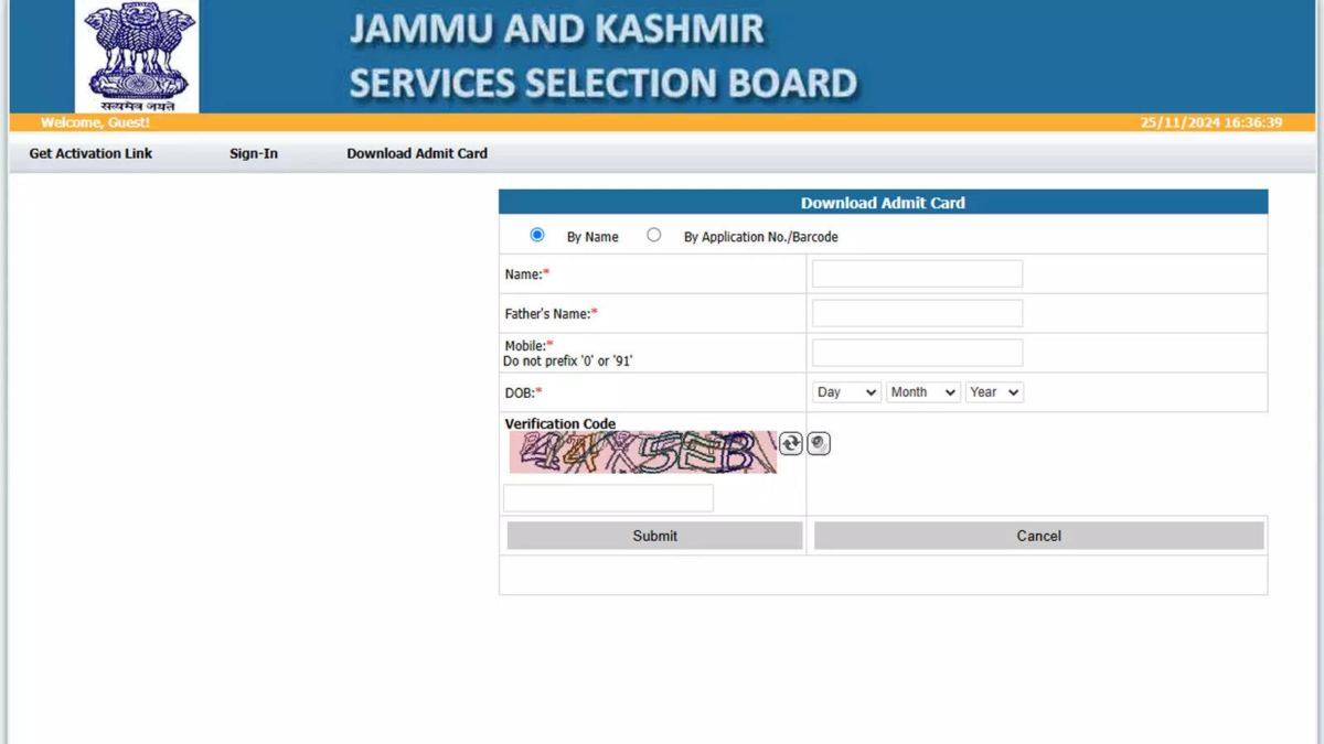 JKSSB police constable admit card 2024 for 4002 vacancies released at  jkssb.nic.in; download here