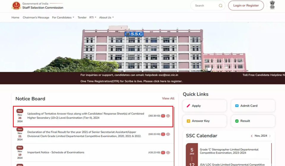 SSC CHSL Tier 2 answer key 2024 out: Check your responses and submit objections by November 28