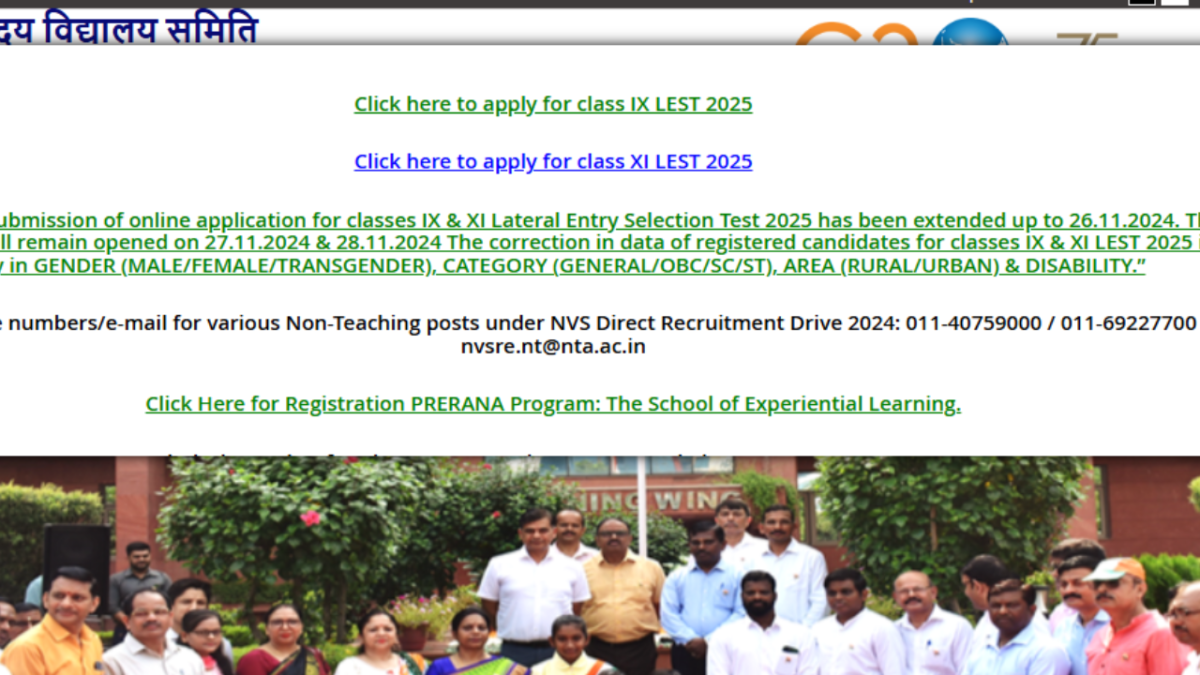 NVS 2025 application correction window for Class 9, 11 opens at navodaya.gov.in, check direct link here