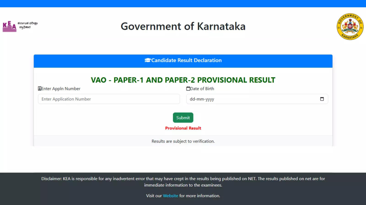 KEA VAO result 2024 declared at cetonline.karnataka.gov.in; download here