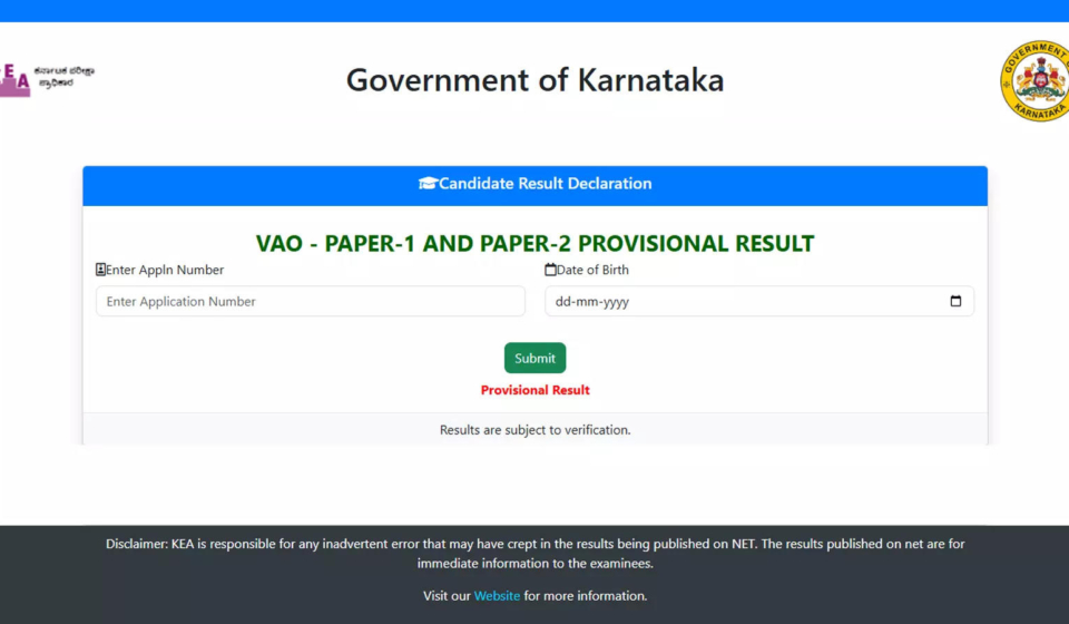 KEA VAO result 2024 declared at cetonline.karnataka.gov.in; download here