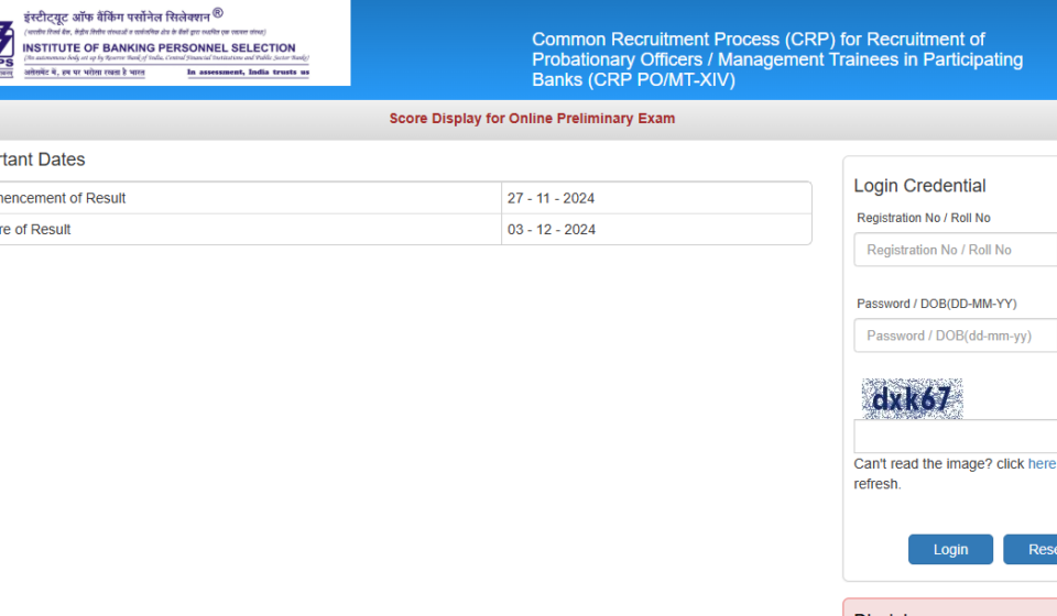 IBPS PO prelims scorecard 2024 released at ibps.in: Direct link to check here