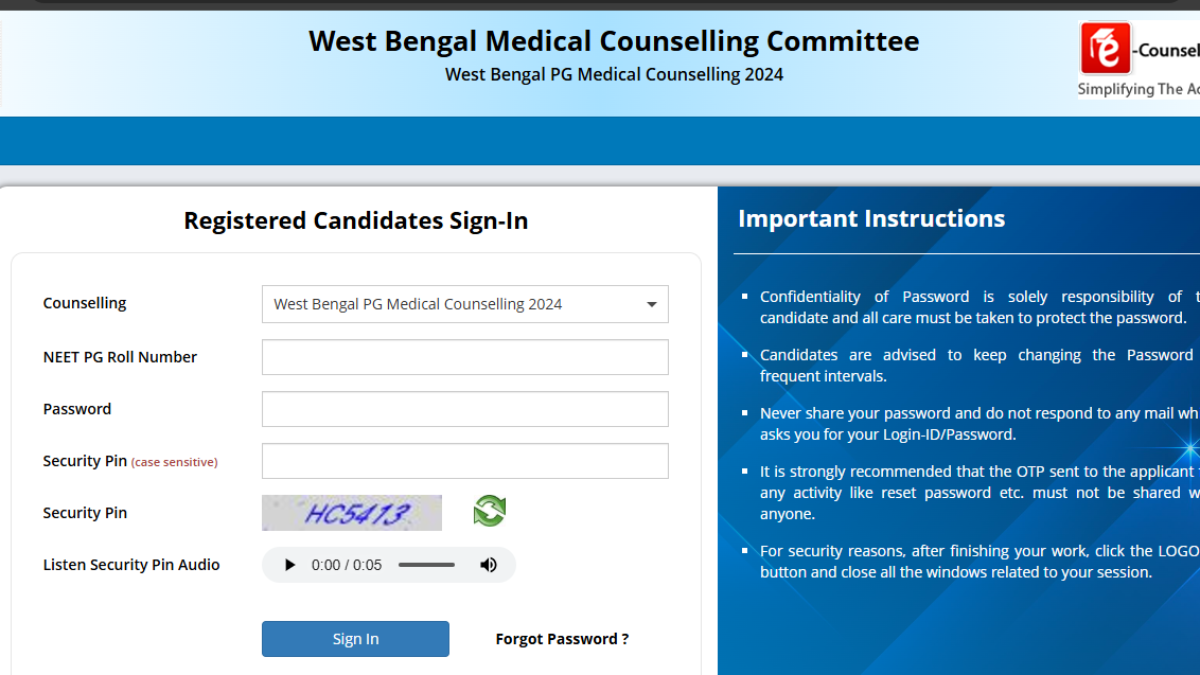 West Bengal NEET PG Counselling Round 1 Seat Allotment Result Announced: Check Details Here