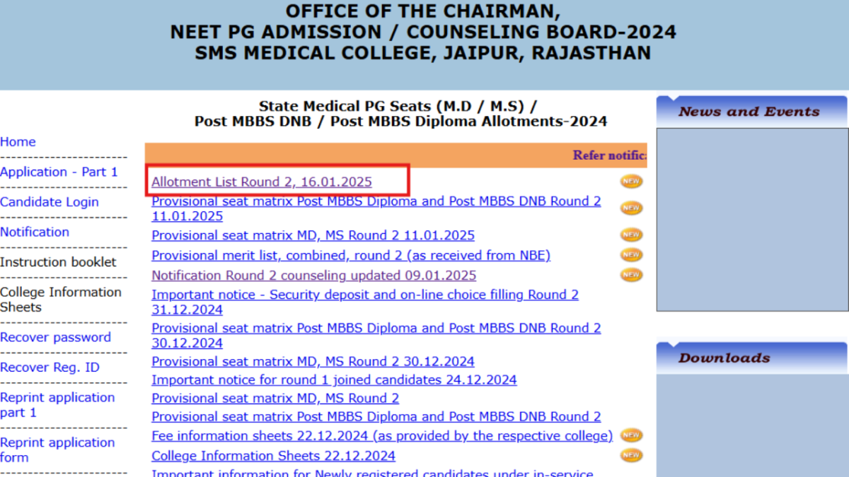 Rajasthan NEET PG 2024 round 2 seat allotment result declared: Check direct link