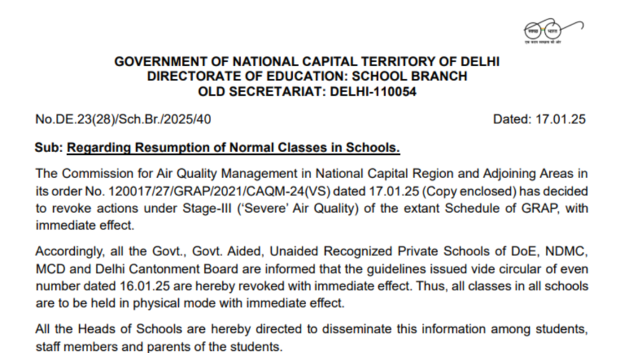 DoE Delhi issues notice regarding physical classes for all schools, check details here