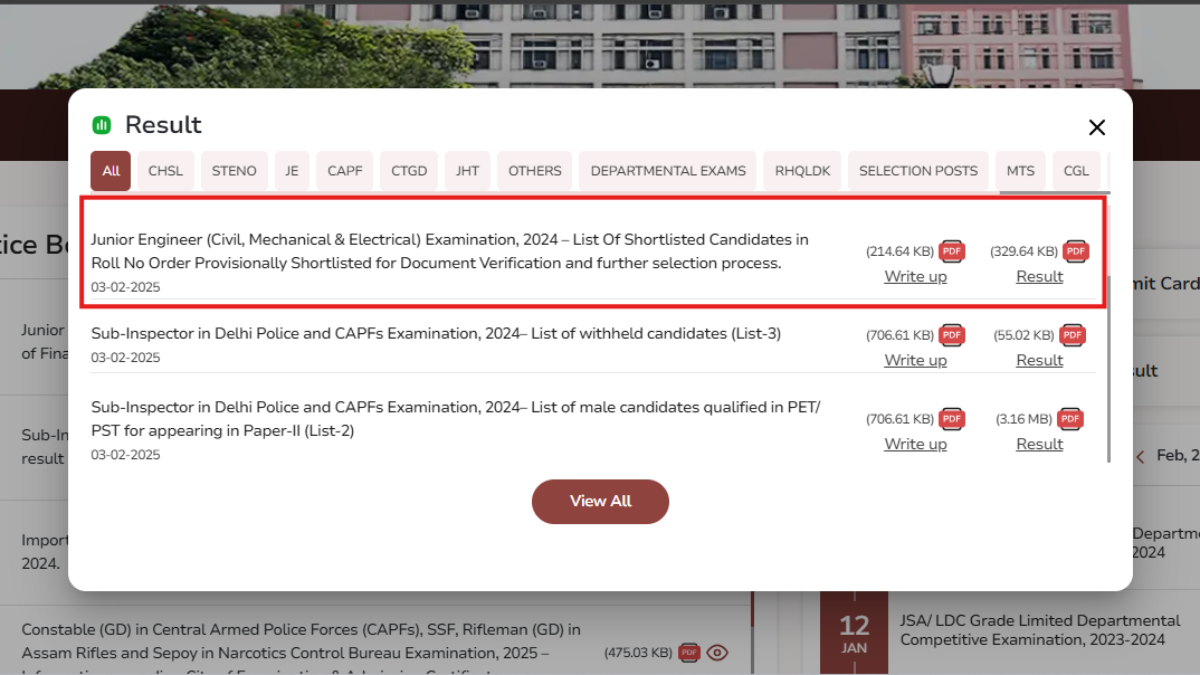 SSC JE paper 2 result 2024 released at ssc.gov.in: Direct link to check here