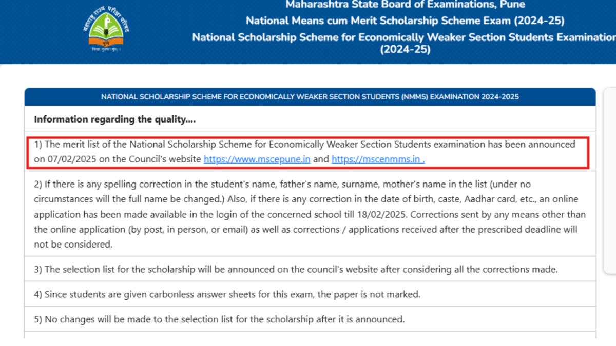 Maharashtra NMMS result declared, steps to check